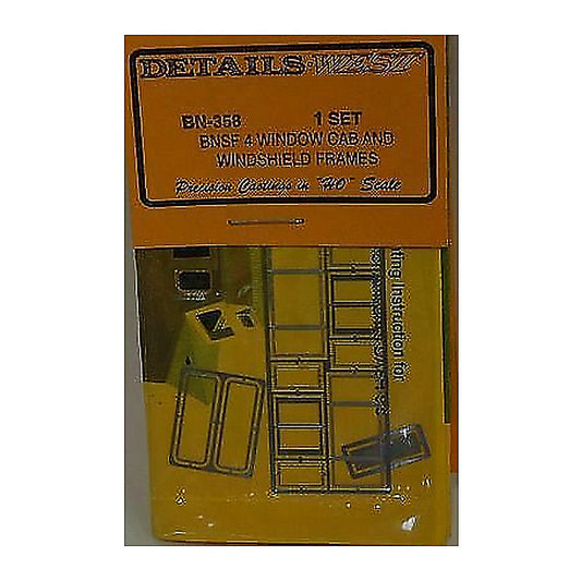 details west 358 ho scale 4 window cab windshield frames for bnsf units