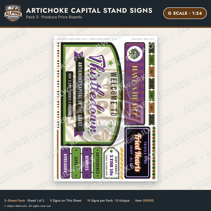 Alpine Railworks 31010G G Scale Roadside Signs - Giant Artichoke
