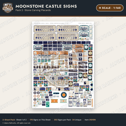 Alpine Railworks 31015N N Scale Roadside Signs - Stone Castle