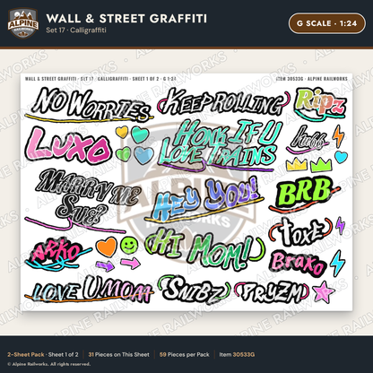 Alpine Railworks 30533G G Scale Wall & Street Graffiti Cut-Outs