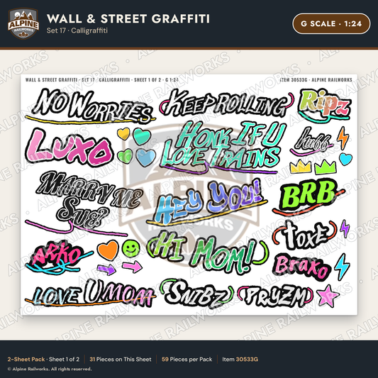 Alpine Railworks 30533G G Scale Wall & Street Graffiti Cut-Outs