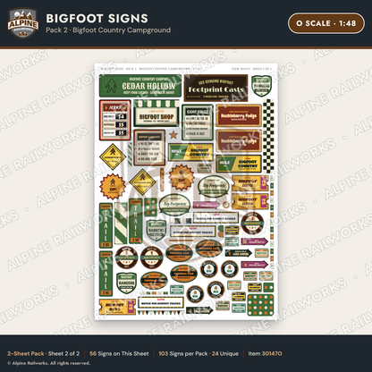 Alpine Railworks 30147O O Scale Bigfoot Signs