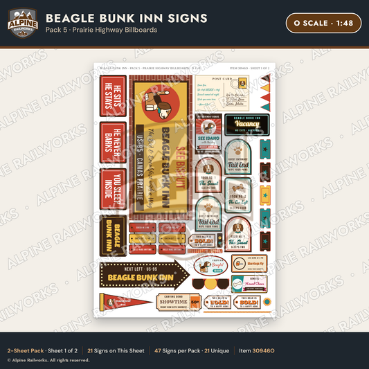 Alpine Railworks 30946O O Scale Roadside Signs - Dog-Shaped Inn