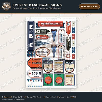 Alpine Railworks 30173G G Scale Everest Base Camp Signs - Expedition