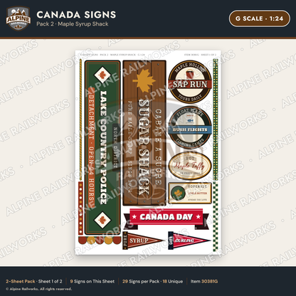 Alpine Railworks 30381G G Scale Canada Signs - Maple Syrup Shack