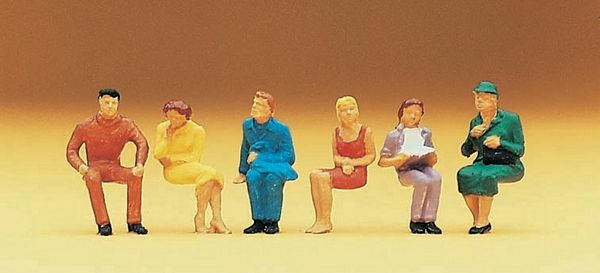 Preiser 14095 HO Scale Spectators -- Seated Persons pkg(6)