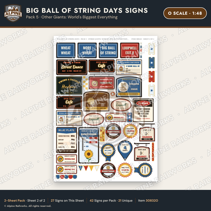 Alpine Railworks 30832O O Scale Roadside Signs - Giant Ball of Twine