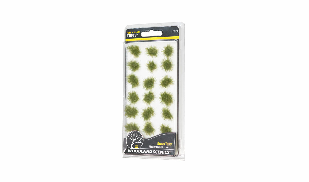 Woodland Scenics 771 All Scale Peel 'n' Place Tufts -- Medium Green Grass