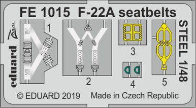 Eduard FE1015 1/48 F-22A Seatbelts STEEL Photo Etch Interior Detail