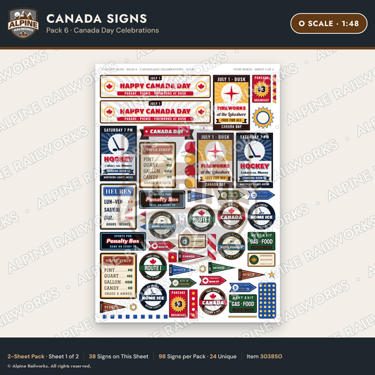 Alpine Railworks 30385O O Scale Canada Signs - Canada Day Celebrations