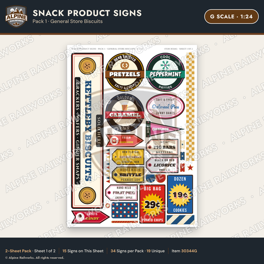 Alpine Railworks 30344G G Scale Snack Product Signs