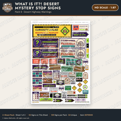 Alpine Railworks 30755HO HO Scale Roadside Signs - Desert Mystery Stop