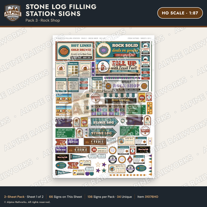 Alpine Railworks 31076HO HO Scale Roadside Signs - Petrified Wood