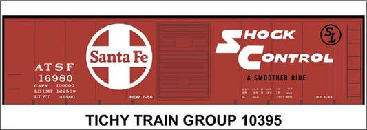 Tichy Trains 10395 HO Scale Railroad Decal Set -- Santa Fe 40' Steel Boxcar (red