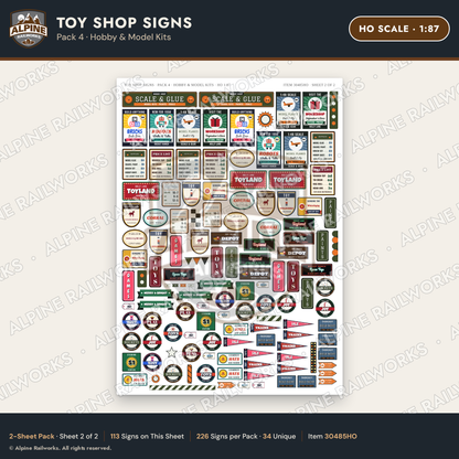 Alpine Railworks 30485HO HO Scale Toy Shop Signs - Hobby & Model Kits