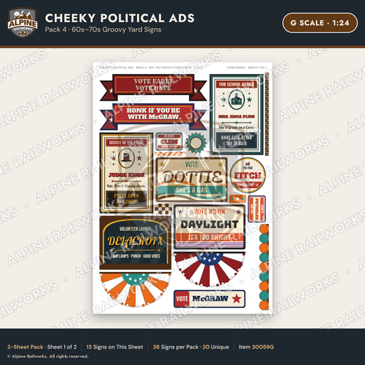 Alpine Railworks 30059G G Scale Cheeky Political Ads