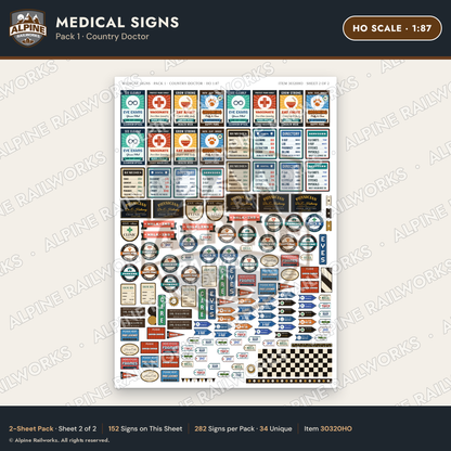 Alpine Railworks 30320HO HO Scale Medical Signs - Country Doctor