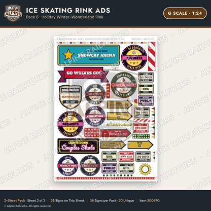 Alpine Railworks 30067G G Scale Ice Skating Rink Ads