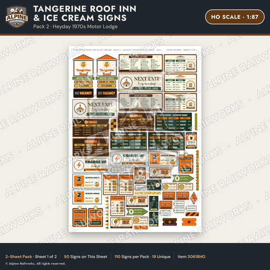 Alpine Railworks 30618HO HO Scale Restaurant Signs - Orange Roof Diner