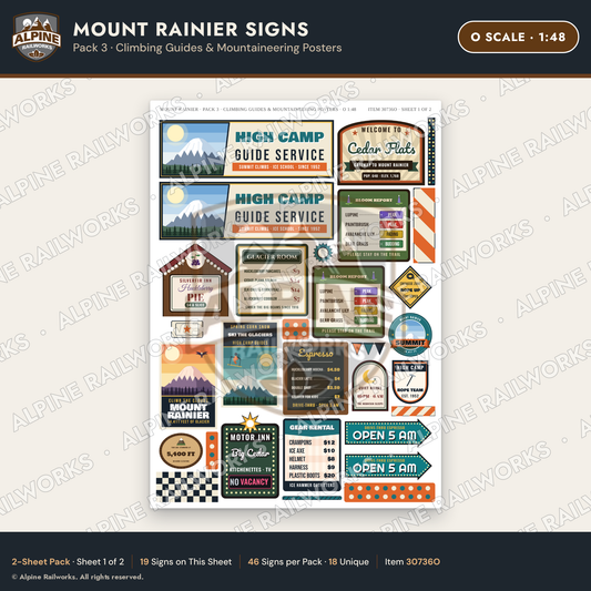 Alpine Railworks 30736O O Scale Tourist Signs - Mount Rainier