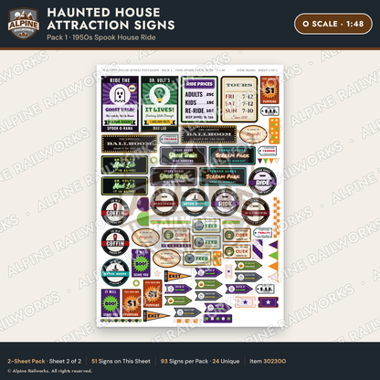Alpine Railworks 30230O O Scale Haunted House Attraction Signs