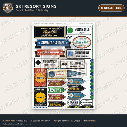 Alpine Railworks 30243G G Scale Ski Resort Signs - Trail Map
