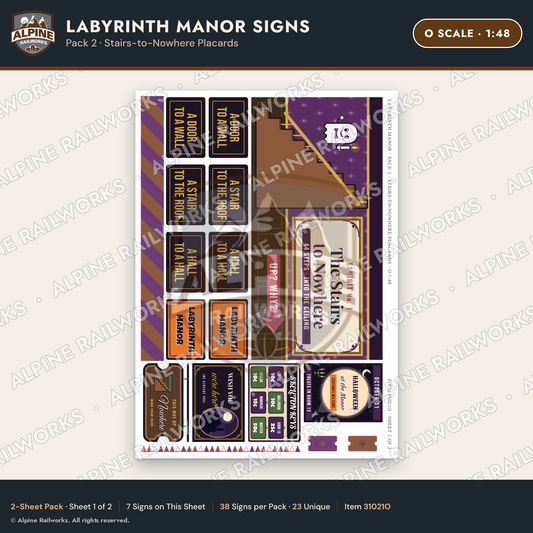 Alpine Railworks 31021O O Scale Roadside Signs - Mystery Mansion