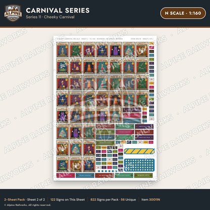 Alpine Railworks 30011N N Scale Carnival Signs - Cheeky Carnival