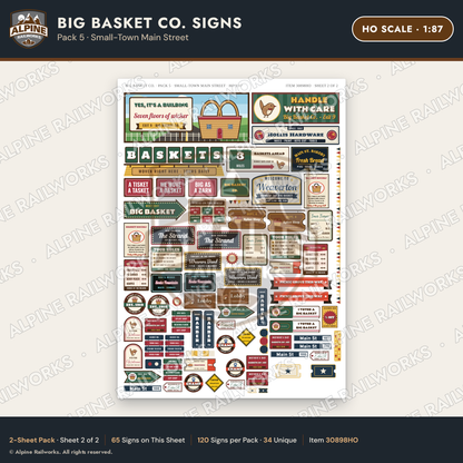 Alpine Railworks 30898HO HO Scale Roadside Signs - Basket Building