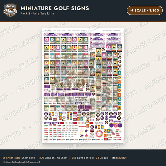 Alpine Railworks 30219N N Scale Miniature Golf Signs