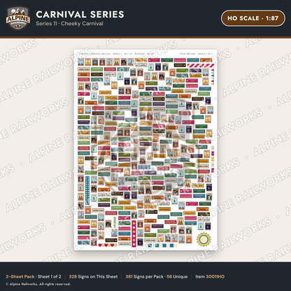 Alpine Railworks 30011HO HO Scale Carnival Signs - Cheeky Carnival