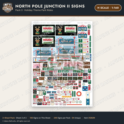 Alpine Railworks 31262N N Scale Christmas Town Signs - Rides