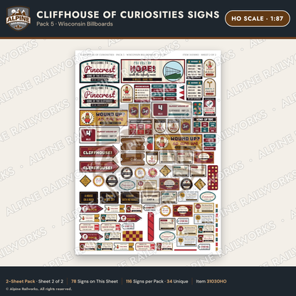 Alpine Railworks 31030HO HO Scale Roadside Signs - Curiosity House