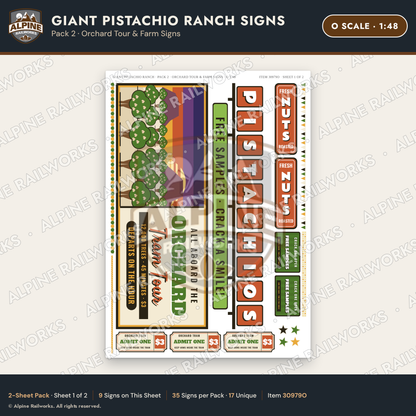 Alpine Railworks 30979O O Scale Roadside Signs - Giant Pistachio