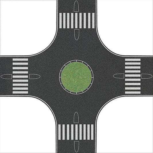 Busch 1101 HO Scale 4-Way Roundabout Roadway, Self-Adhesive