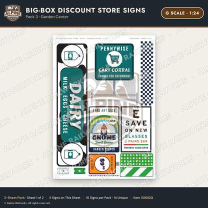 Alpine Railworks 30682G G Scale Big-Box Discount Store Signs