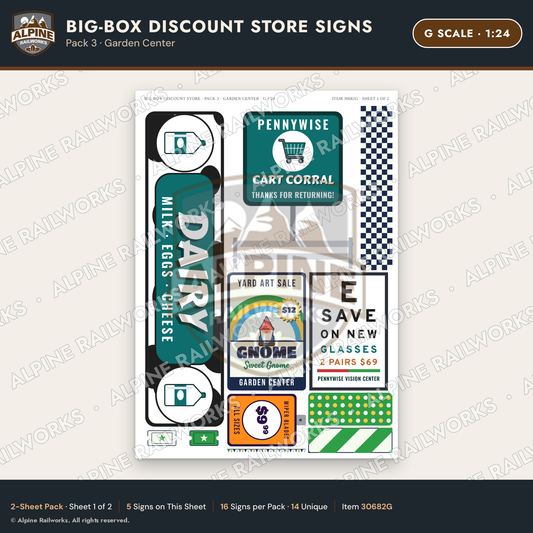 Alpine Railworks 30682G G Scale Big-Box Discount Store Signs