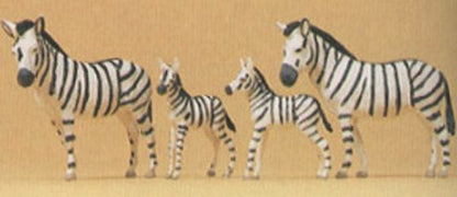 Preiser 20387 HO Scale Animals Zebras: 2 Adults & 2 Foals