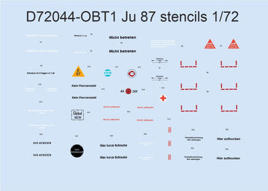 Eduard D72044 1/72 Ju 87 Stencils for ACADEMY/AIRFIX/ITALERI/REVELL