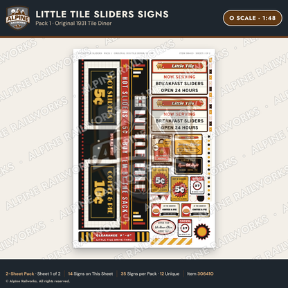 Alpine Railworks 30641O O Scale Fast Food Signs - Slider Burgers