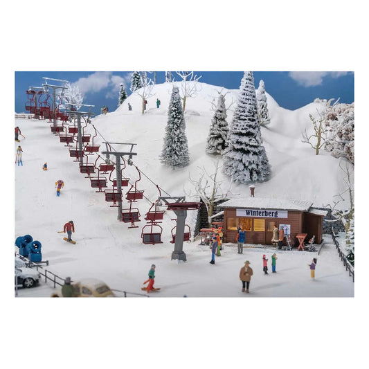 faller 134004 ho scale chairlift ski lift kit 24 chairs ticket kiosk 4 ch