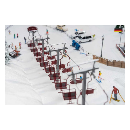Faller 134004 HO Scale Chairlift/Ski Lift -- Kit - 24 Chairs, Ticket Kiosk, 4 Ch