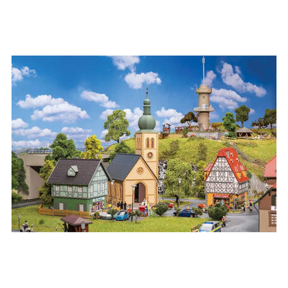 faller 190038 ho scale village life set kit church 2 town buildings