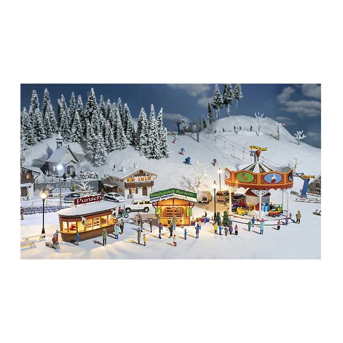 faller 190143 ho scale christmas market set ikit includes 2 stalls carousel