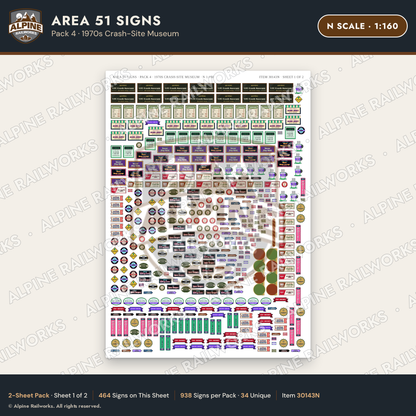 Alpine Railworks 30143N N Scale Area 51 Signs - Crash-Site Museum