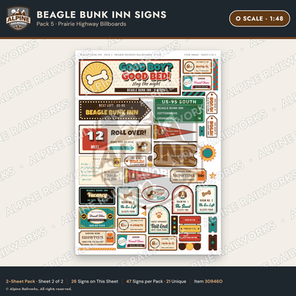 Alpine Railworks 30946O O Scale Roadside Signs - Dog-Shaped Inn