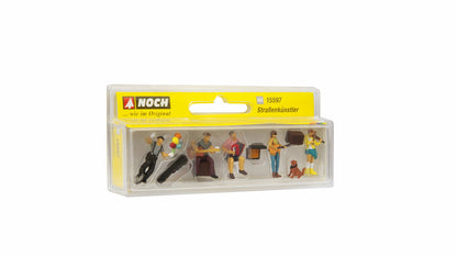 Noch 15597 HO Scale Street Performers, 6 Figures & Props