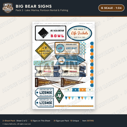 Alpine Railworks 30731G G Scale Tourist Signs - Big Bear Lake - Marina