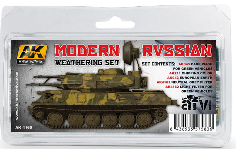 AK Interactive 4160 AFV Series: Modern Russian Weathering Set (5 Colors) 35ml/17