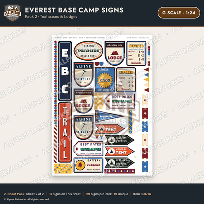 Alpine Railworks 30171G G Scale Everest Base Camp Signs - Teahouses